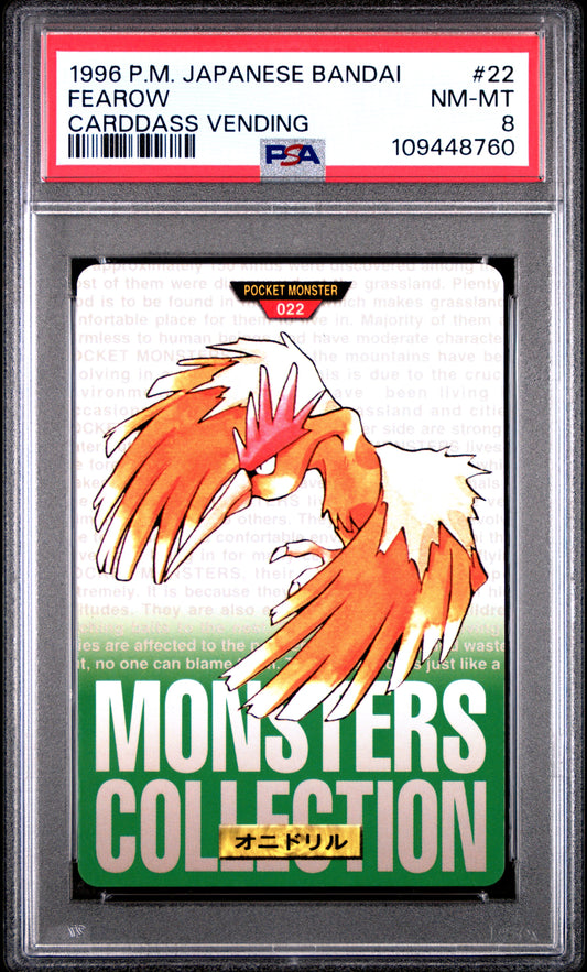 PSA 8 - Fearow #22 1996 JPN Bandai Carddass Vending - Pokemon