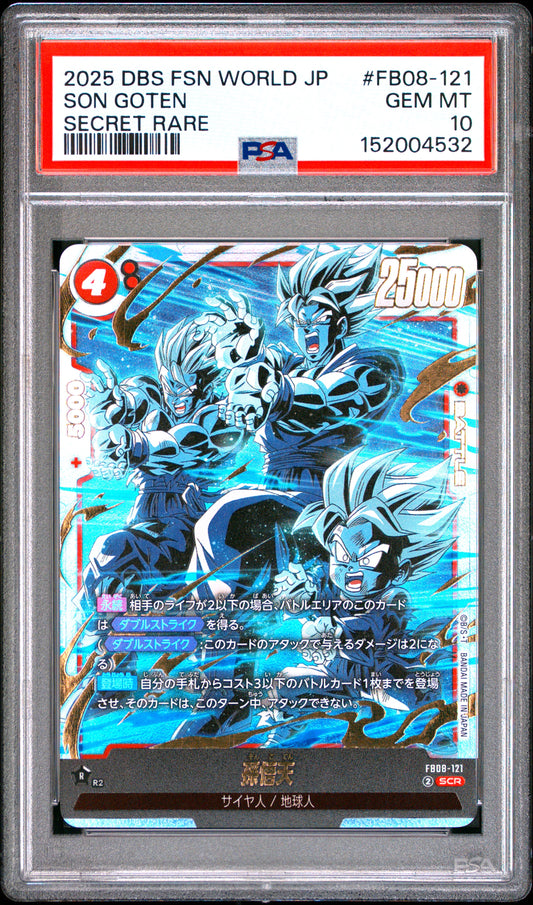 PSA 10 - Son Goten FB08-121 SCR JPN Fusion World x532 - DBS