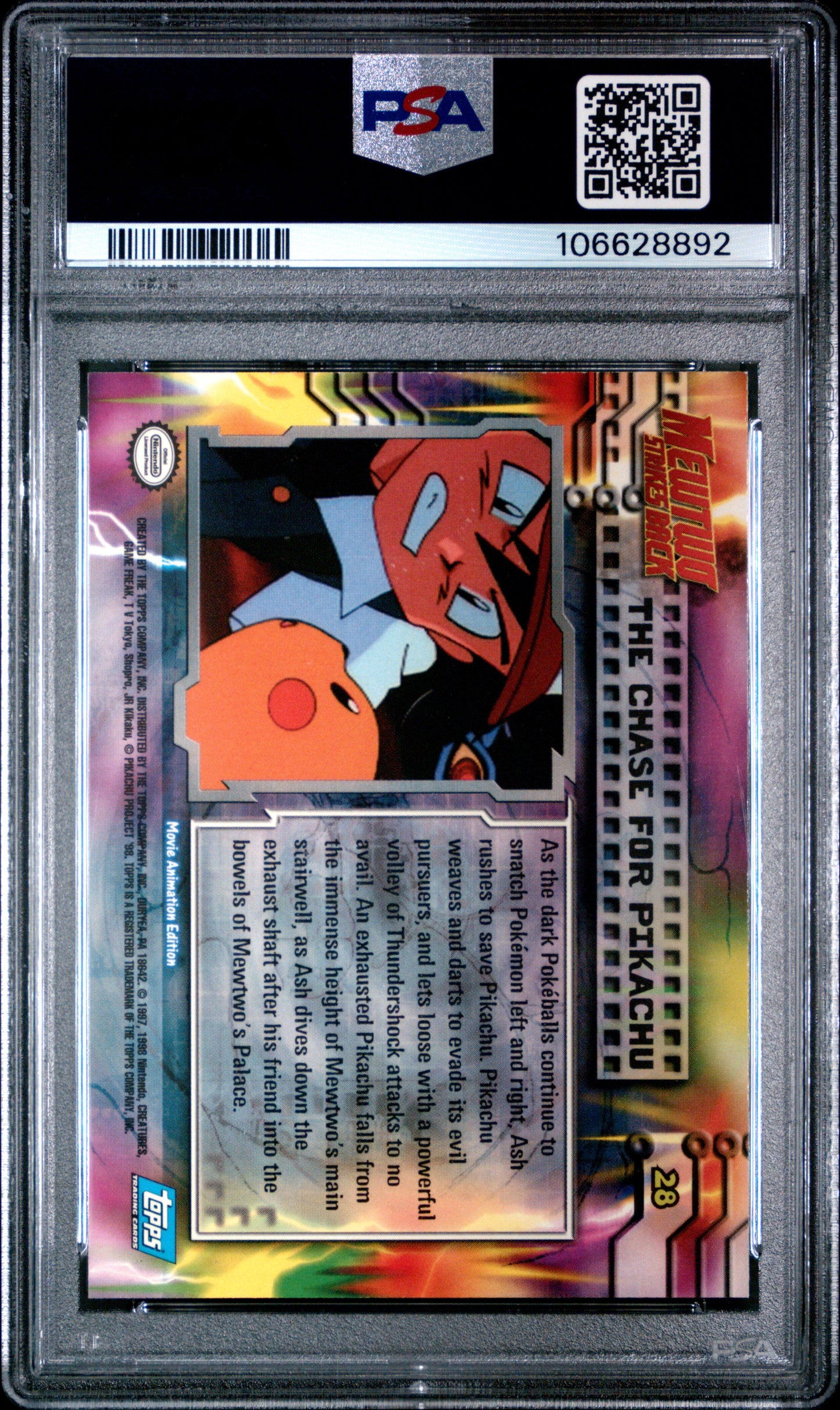 PSA 9 - Chase for Pikachu #28 1999 TOPPS Movie Edition - Pokemon