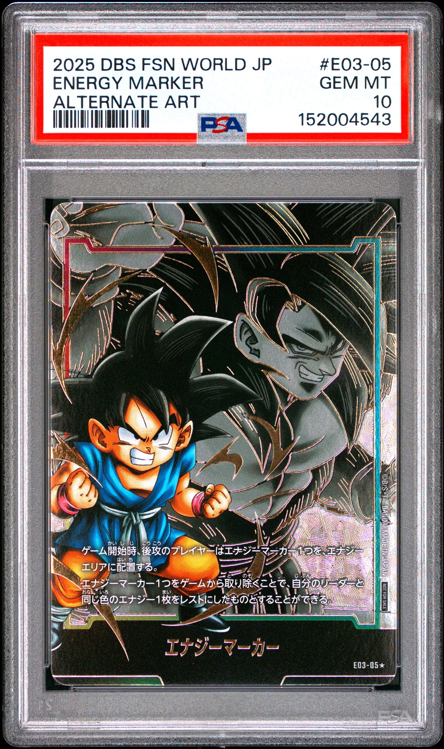 PSA 10 - Son Goku Energy Marker E03-05 Alt Art JPN Fusion World x543 - DBS