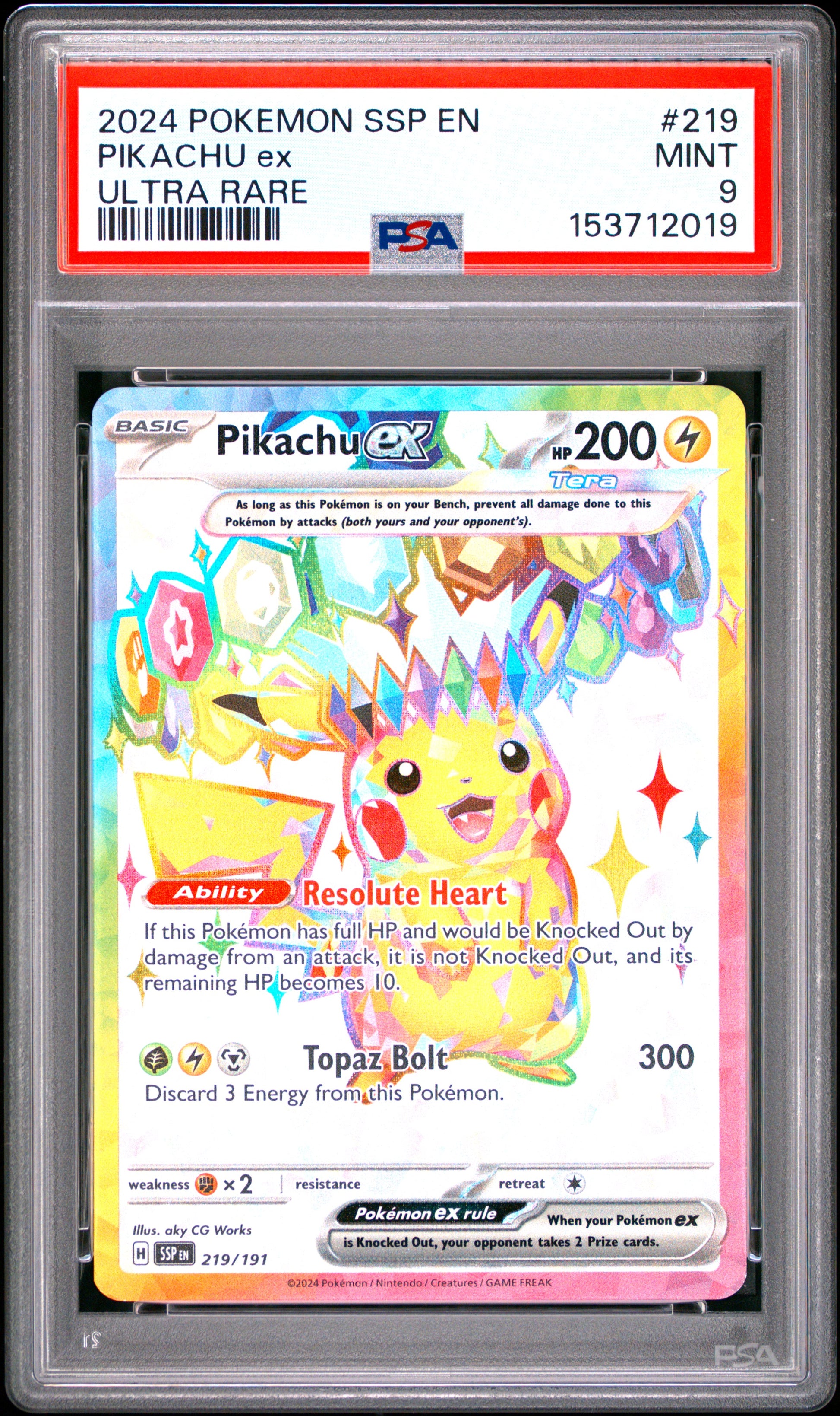 PSA 9 - Pikachu ex 219/191 SV Surging Sparks x019 - Pokemon