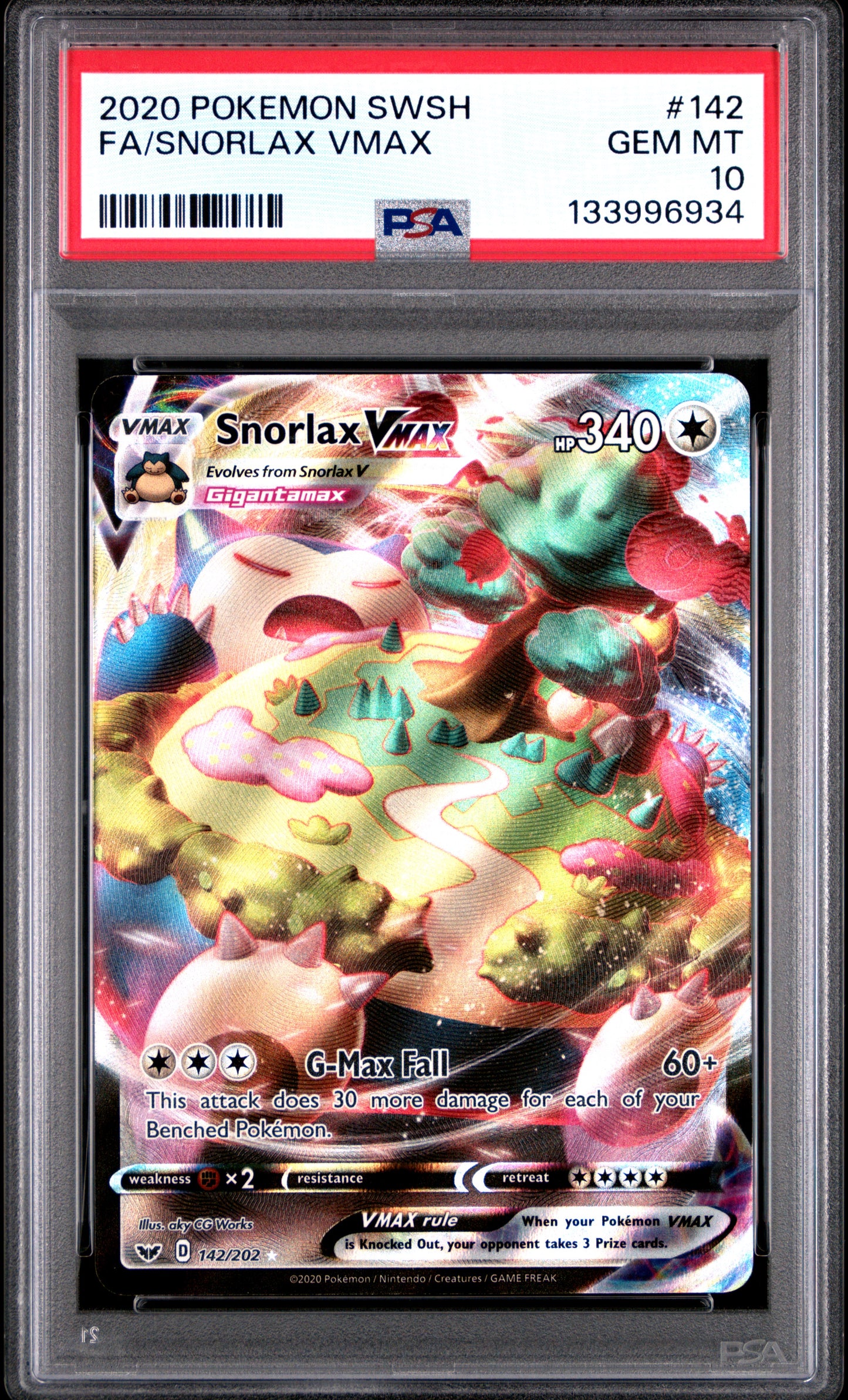 PSA 10 - Snorlax VMAX 142/202 SWSH Sword & Shield Base Set - Pokemon