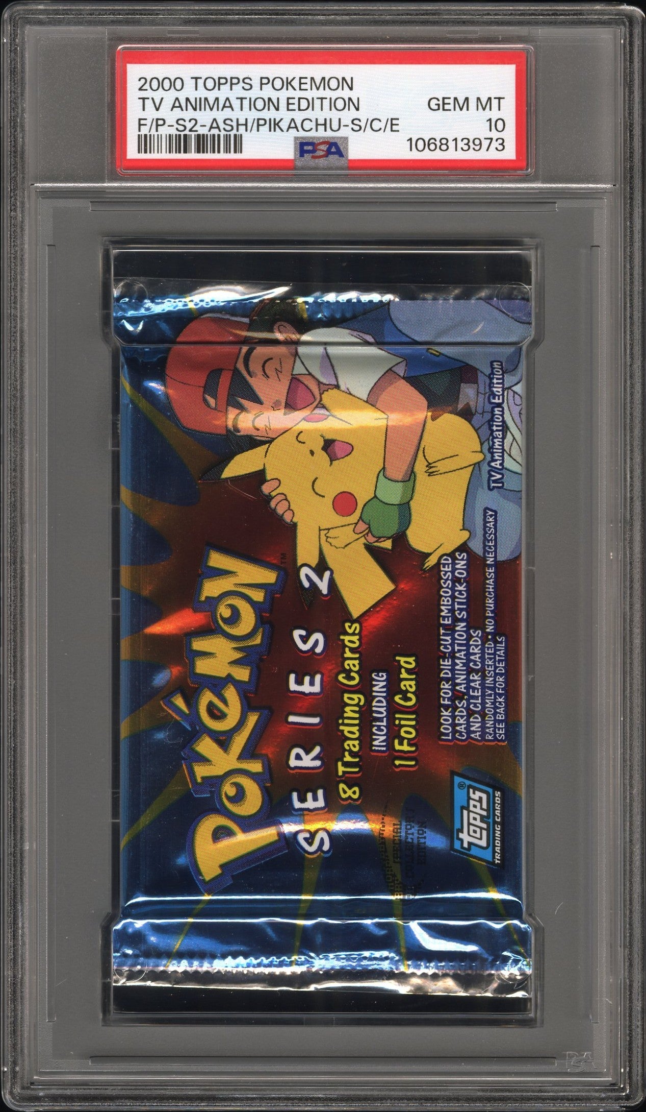 PSA 10 - TOPPS TV Animation Edition Series 2 (Ash Pikachu) Foil Pack - Pokemon