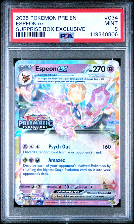 PSA 9 - Sylveon ex 034/131 SV Prismatic Evolutions Surprise Promo - Pokemon