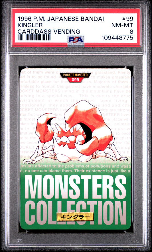 PSA 8 - Kingler #99 1996 JPN Bandai Carddass Vending - Pokemon