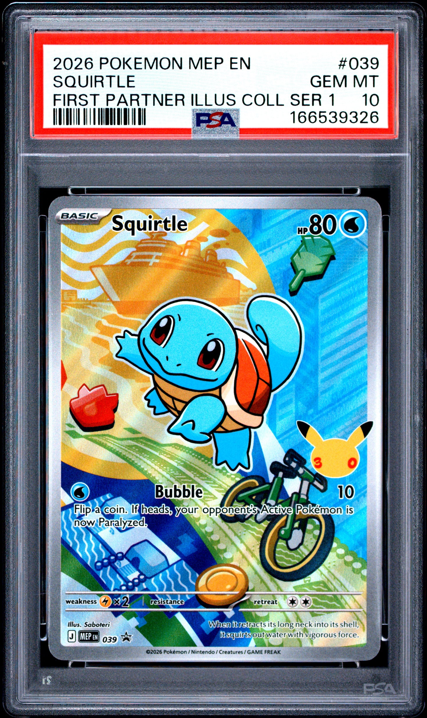 PSA 10 - Squirtle MEP039 First Partner Illustration Promo x326 - Pokemon