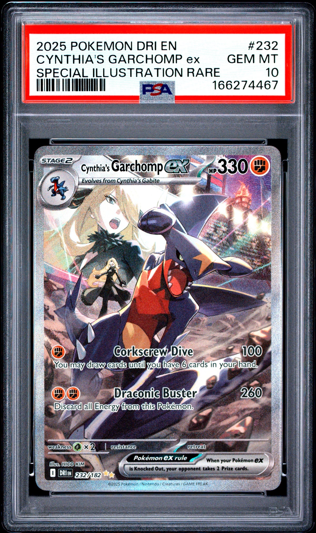 PSA 10 - Cynthia's Garchomp ex 232/182 SIR SV Destined Rivals x467 - Pokemon
