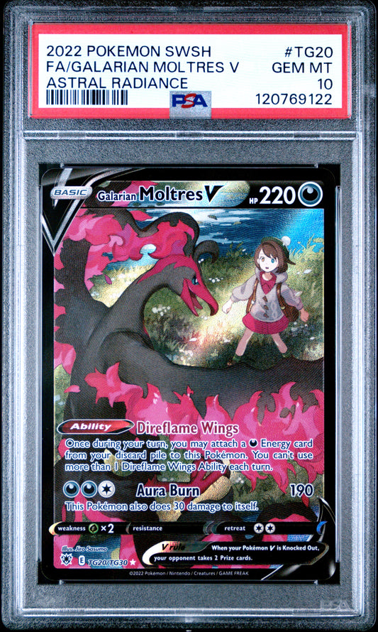 PSA 10 - Galarian Moltres V TG20/TG30 SWSH Astral Radiance - Pokemon