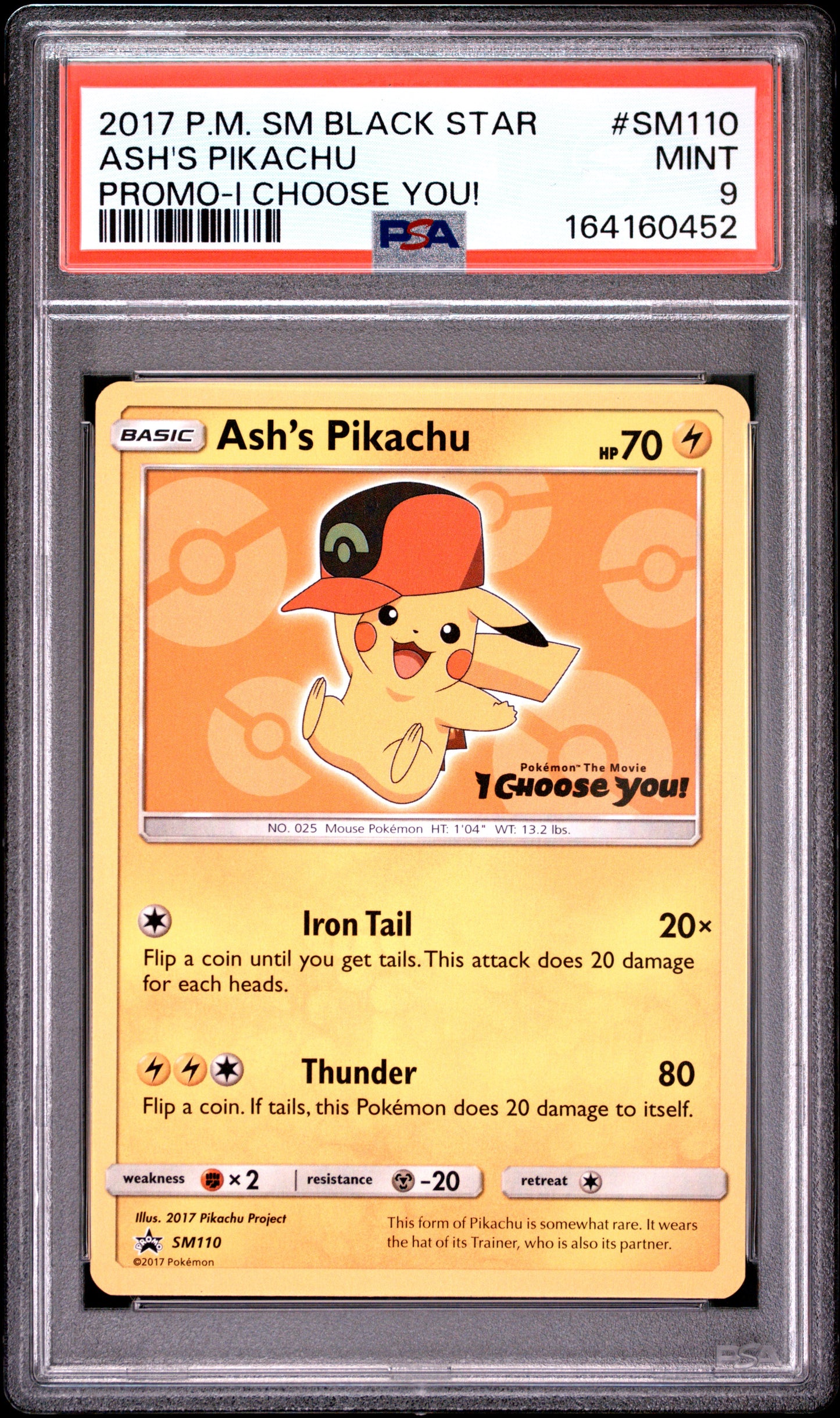 PSA 9 - Ash's Pikachu SM110 I Choose You Promo x452 - Pokemon