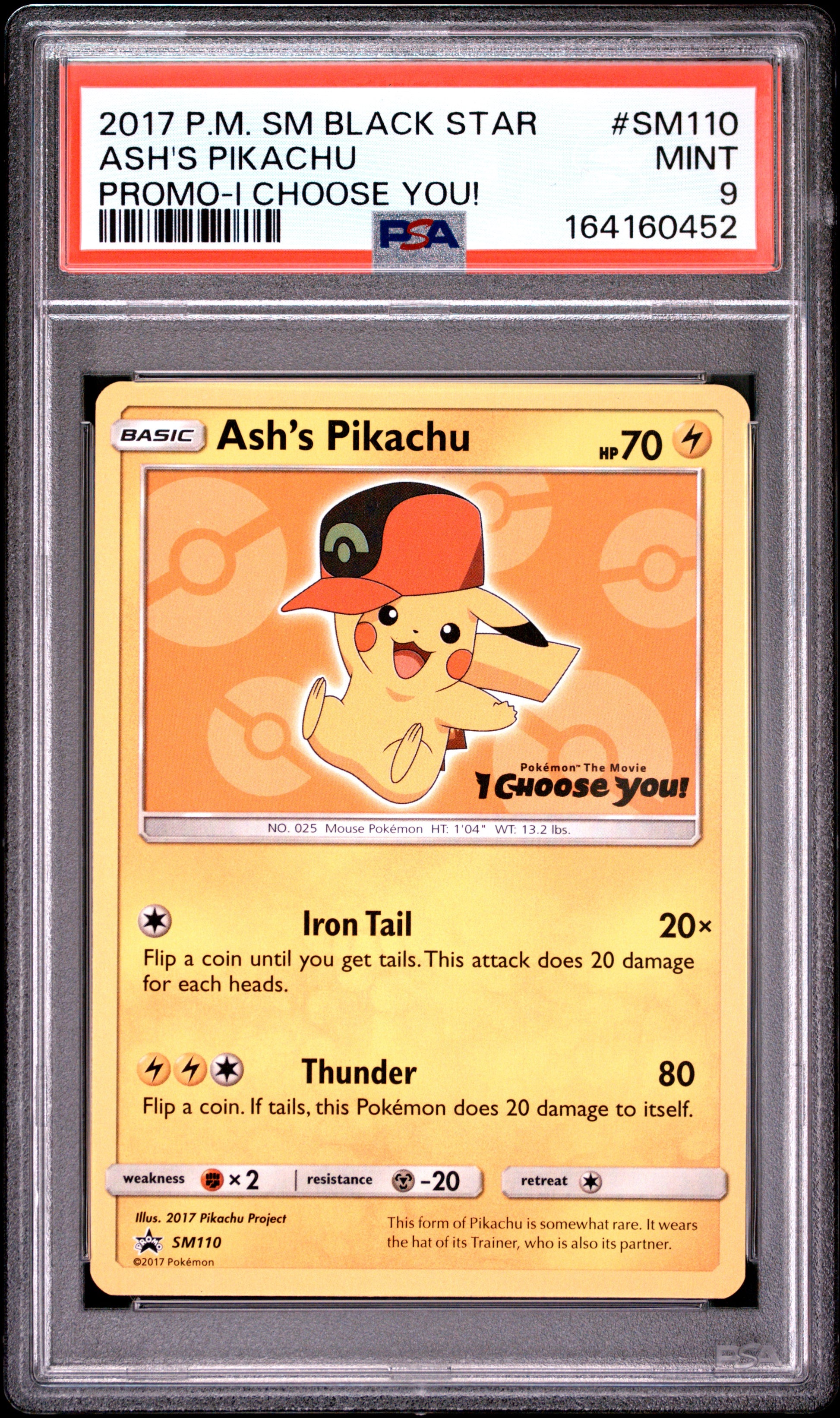PSA 9 - Ash's Pikachu SM110 I Choose You Promo x452 - Pokemon