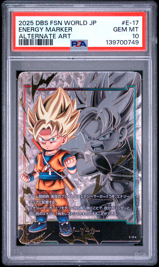 PSA 10 - Son Goku Energy Marker E-17 Alternate Art JPN Fusion World x749 - DBS