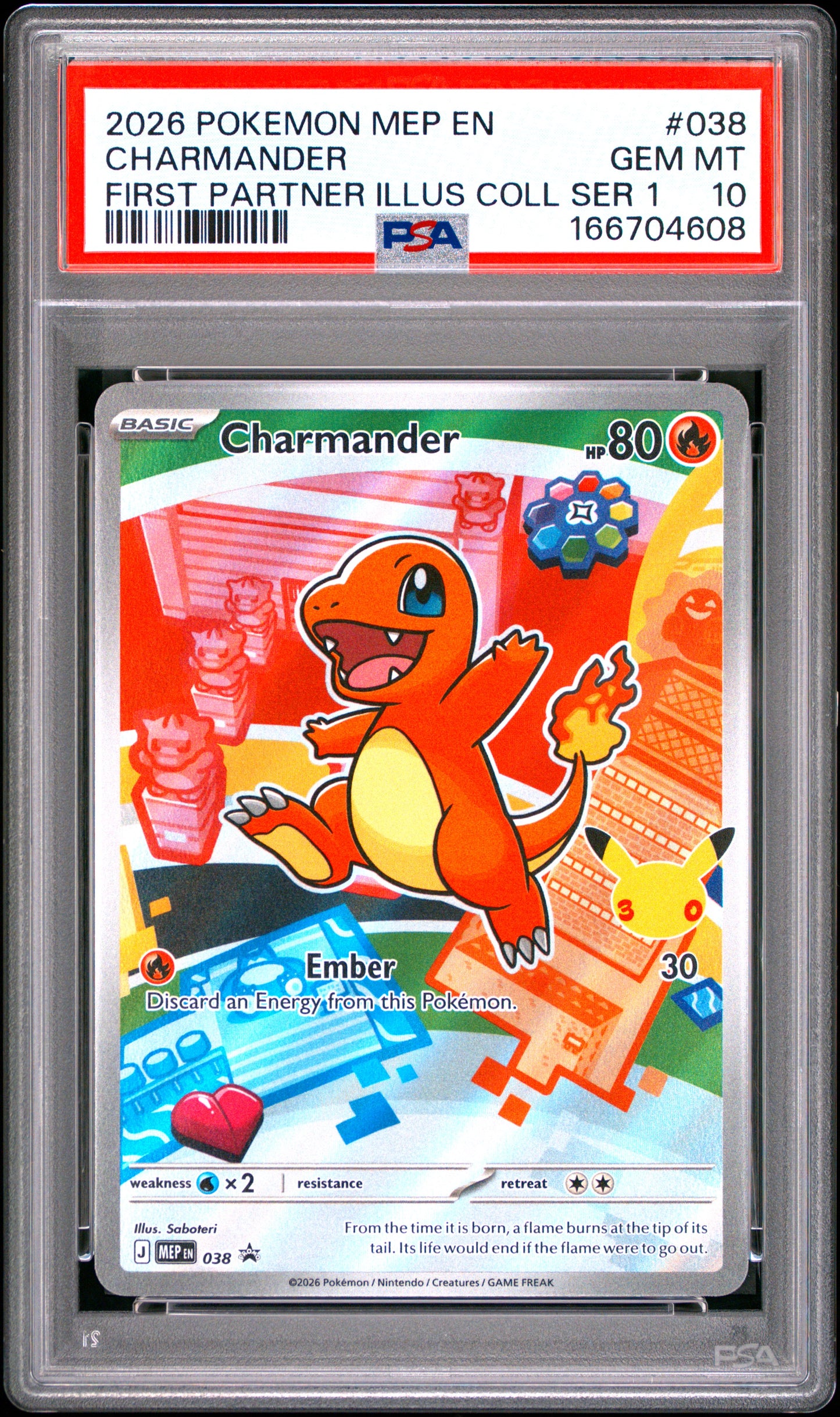 PSA 10 - Charmander MEP038 First Partner Illustration Coll. Promo x608 - Pokemon