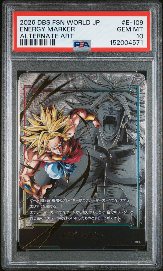 PSA 10 - Broly Energy Marker E-109 Alt Art JPN Fusion World x571 - DBS
