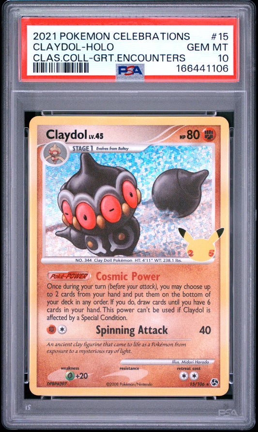 PSA 10 - Claydol Holo 15/106 SWSH Celebrations Classic x106 - Pokemon