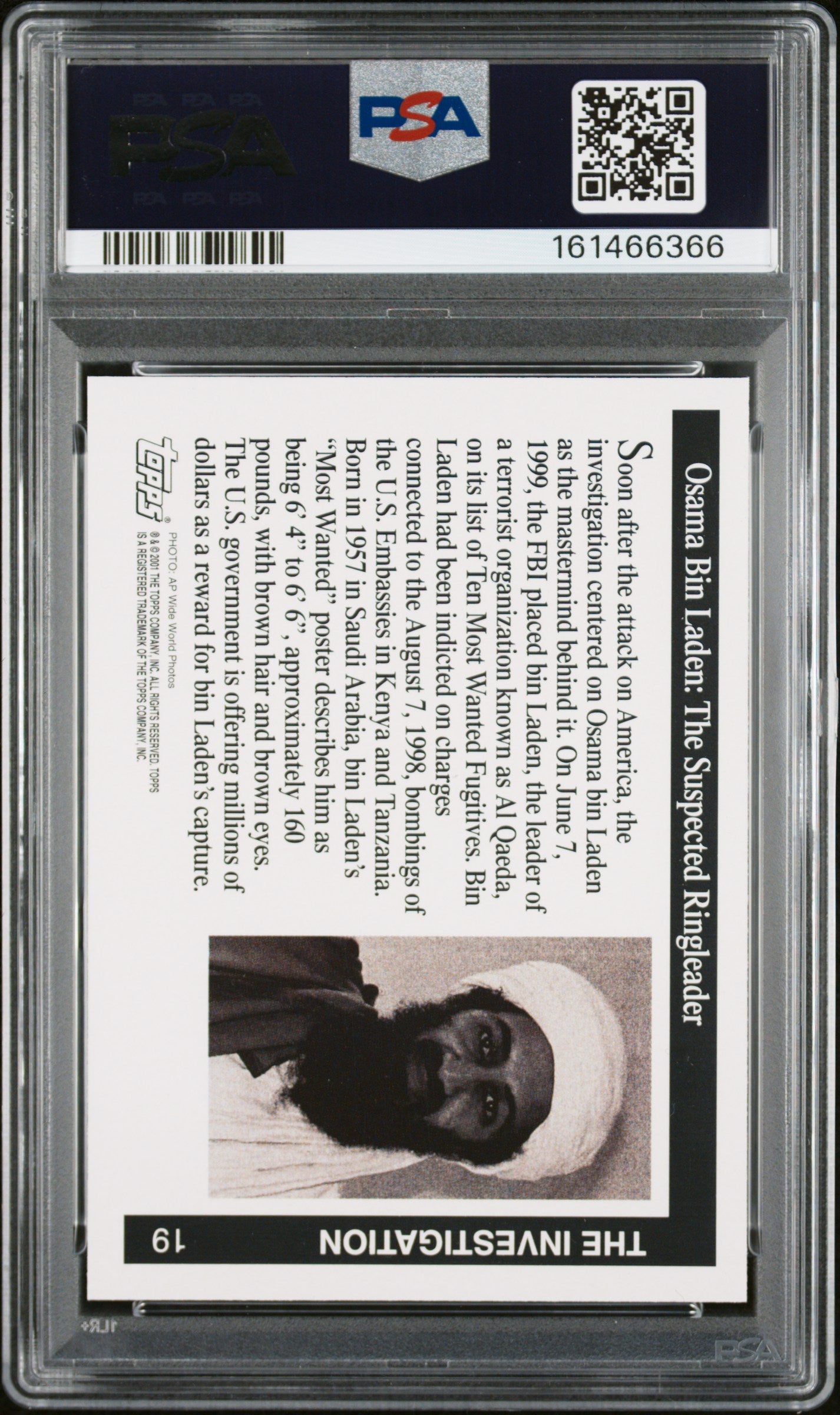 PSA 10 - Osama Bin Laden #19 2001 TOPPS Enduring Freedom x367
