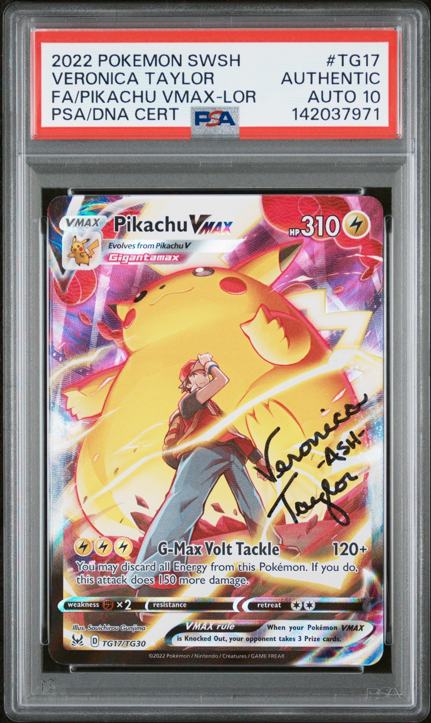 PSA AUTH/AUTO 10 - Pikachu VMAX TG17 Lost Origin Veronica Taylor x971 - Pokemon
