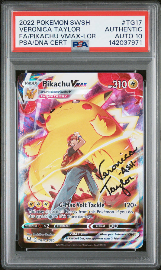 PSA AUTH/AUTO 10 - Pikachu VMAX TG17 Lost Origin Veronica Taylor x971 - Pokemon