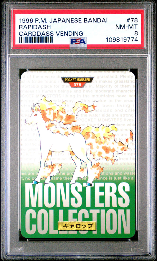 PSA 8 - Rapidash #78 1996 JPN Bandai Carddass Vending - Pokemon