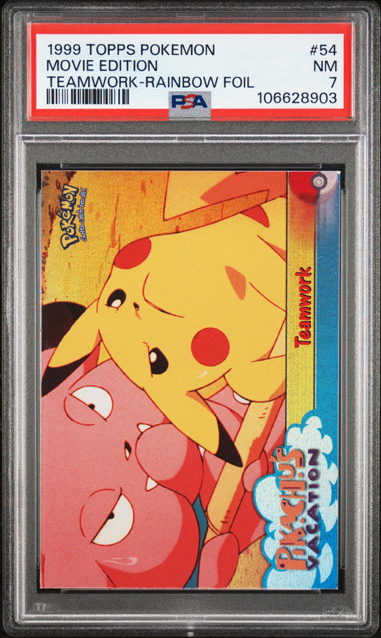 PSA 7 - Teamwork Rainbow Foil #54 1999 TOPPS Movie Edition - Pokemon