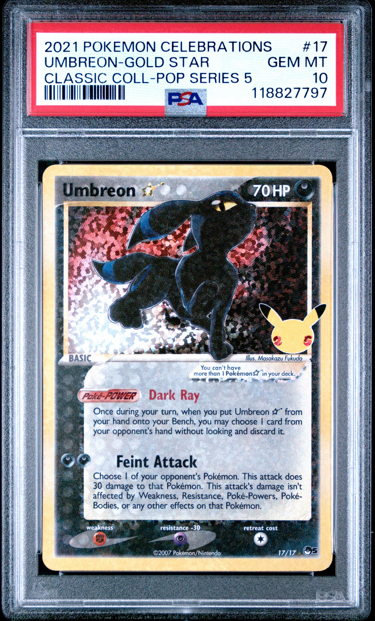 PSA 10 - Umbreon Gold Star 17/17 SWSH Celebrations Classic Collection - Pokemon
