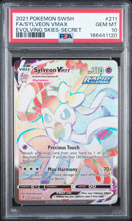 PSA 10 - Sylveon VMAX 211/203 SWSH Evolving Skies x120 - Pokemon