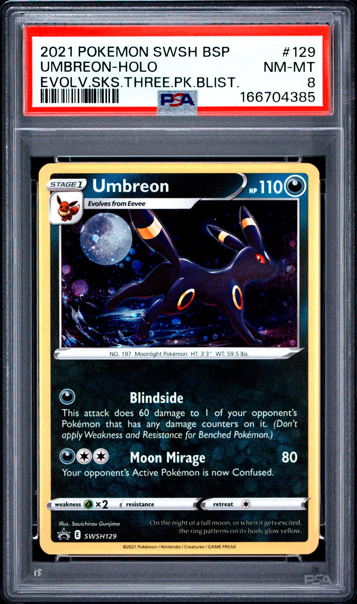PSA 8 - Umbreon Holo 129/203 Swsh Black Star Promo x385 - Pokemon