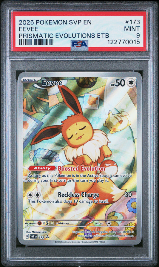 PSA 9 - Eevee SVP173 Illustration Rare Prismatic Evolutions ETB Promo - Pokemon