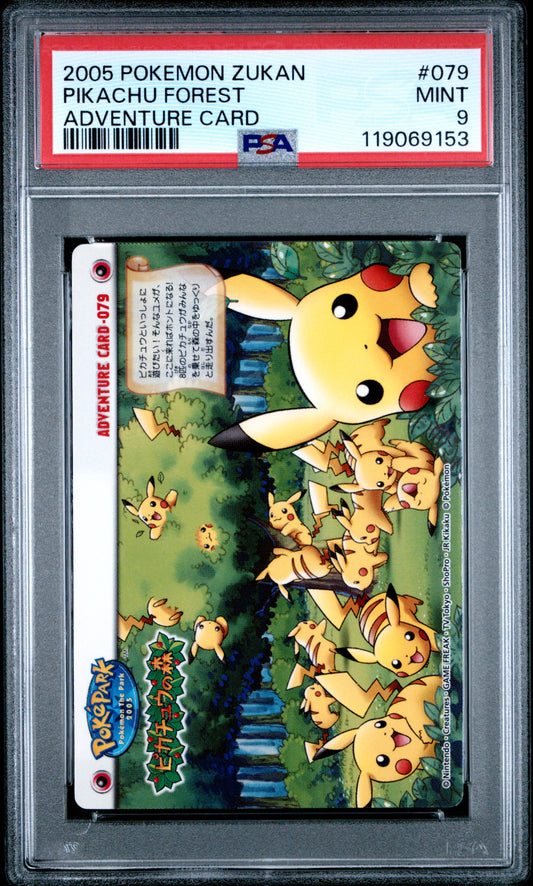PSA 9 - Pikachu Forest #079 ZUKAN 2005 Adventure Card - Pokemon