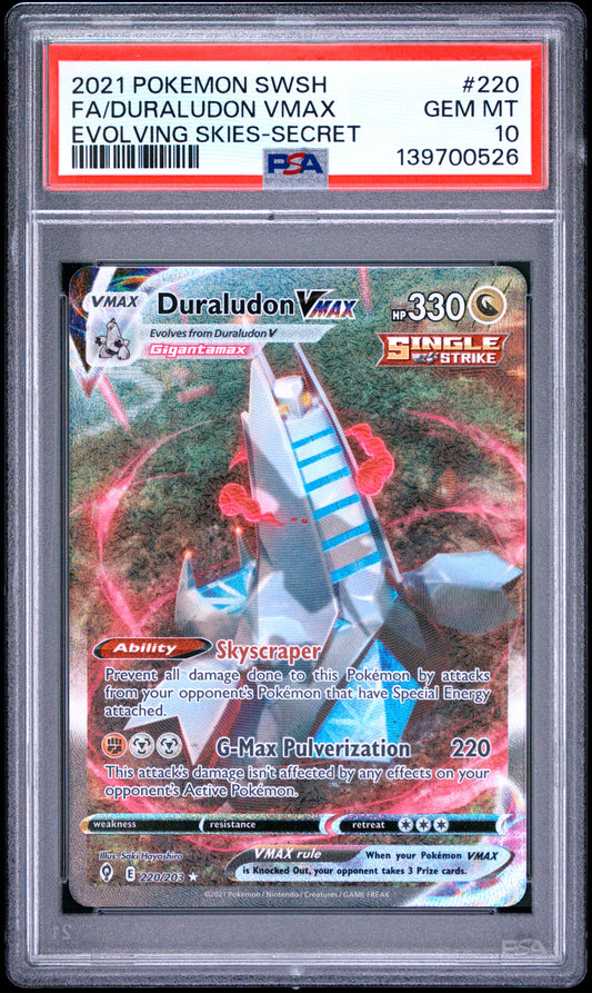 PSA 10 - Duraludon VMAX 220/203 SWSH Evolving Skies x526 - Pokemon