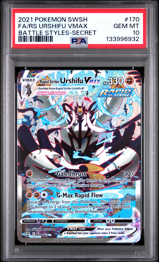 PSA 10 - Rapid Strike Urshifu VMAX 170/163 SWSH Battle Styles - Pokemon