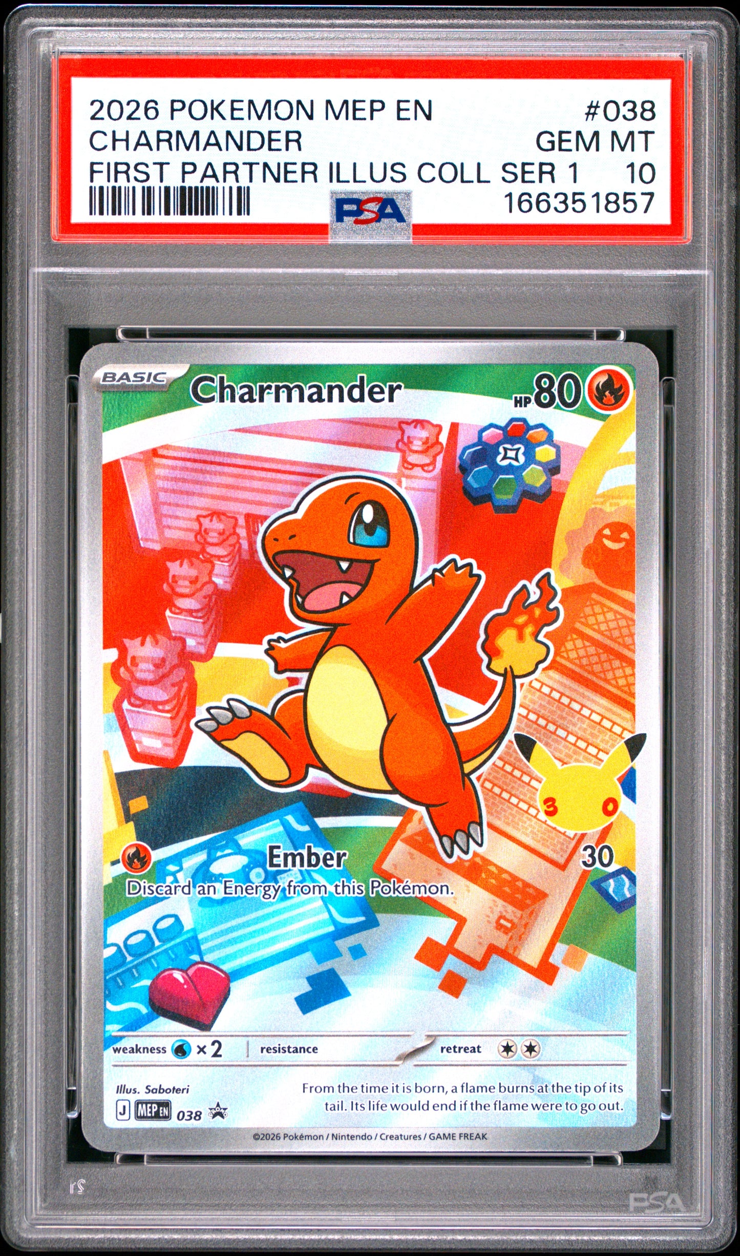 PSA 10 - Charmander MEP038 First Partner Ilustration Coll. x857 - Pokemon
