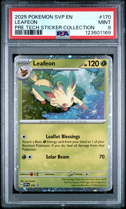 PSA 9 - Leafeon Holo SVP170 Prismatic Evolutions Tech Sticker Promo - Pokemon