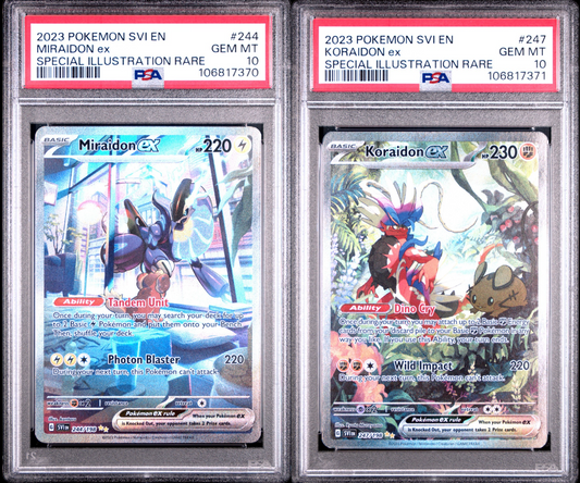 PSA 10 - Miraidon ex 244/198 & Koraidon ex 247/198 SV Base Set SEQ - Pokemon