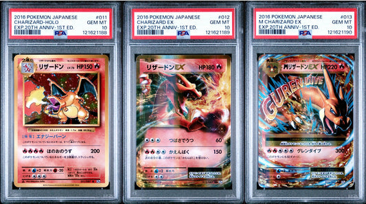 PSA 10 - Charizard 011 012 013 [SEQ] XY CP6 20th Anniversary 1st Edition - Pokemon