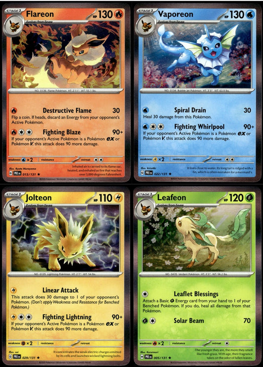 Flareon Vaporeon Jolteon Leafeon Holos /131 SV Prismatic Evolutions Pokemon [NM] (1)