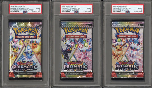 PSA 9 - Prismatic Evolutions SV (Eeveelutions) Foil Pack [SET OF THREE]- Pokemon