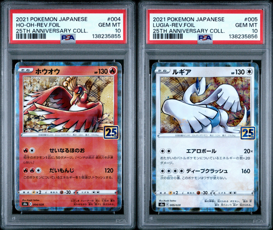 PSA 10 - Ho-oh & Lugia Rev. /028 [SEQ] s8a Japanese 25th Anniversary - Pokemon