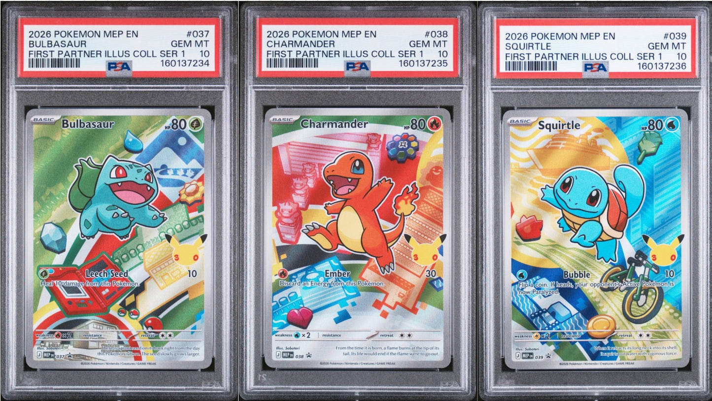 PSA 10 - Bulbasaur Charmander Squirtle [SEQ] First Partner Collection - Pokemon