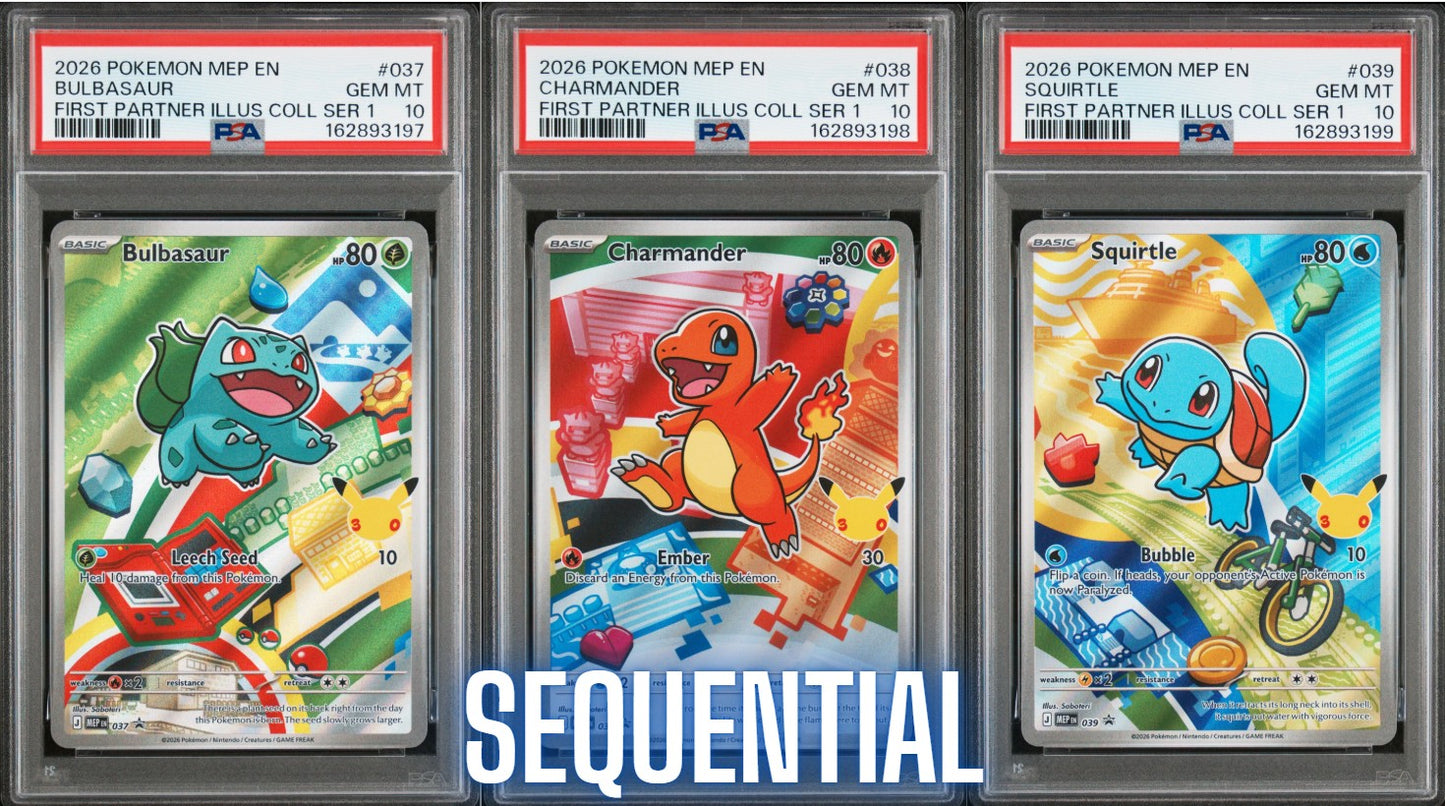 PSA 10 - Bulbasaur Charmander Squirtle [SEQ] First Partner Collection x197 - Pokemon