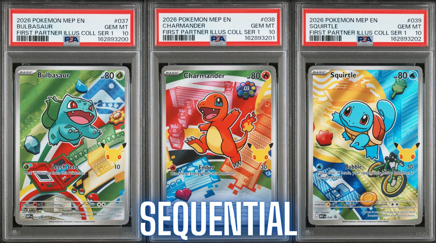 PSA 10 - Bulbasaur Charmander Squirtle [SEQ] First Partner Collection x200 - Pokemon