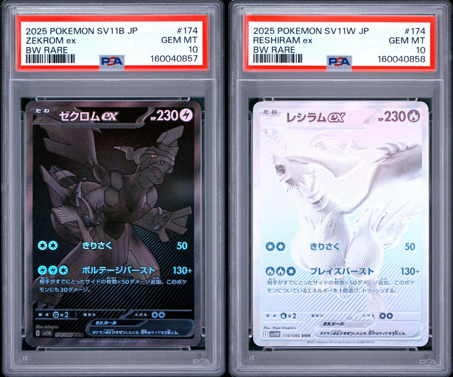 PSA 10 - Reshiram and Zekrom ex BWR SEQ JPN White Flare Black Bolt - Pokemon