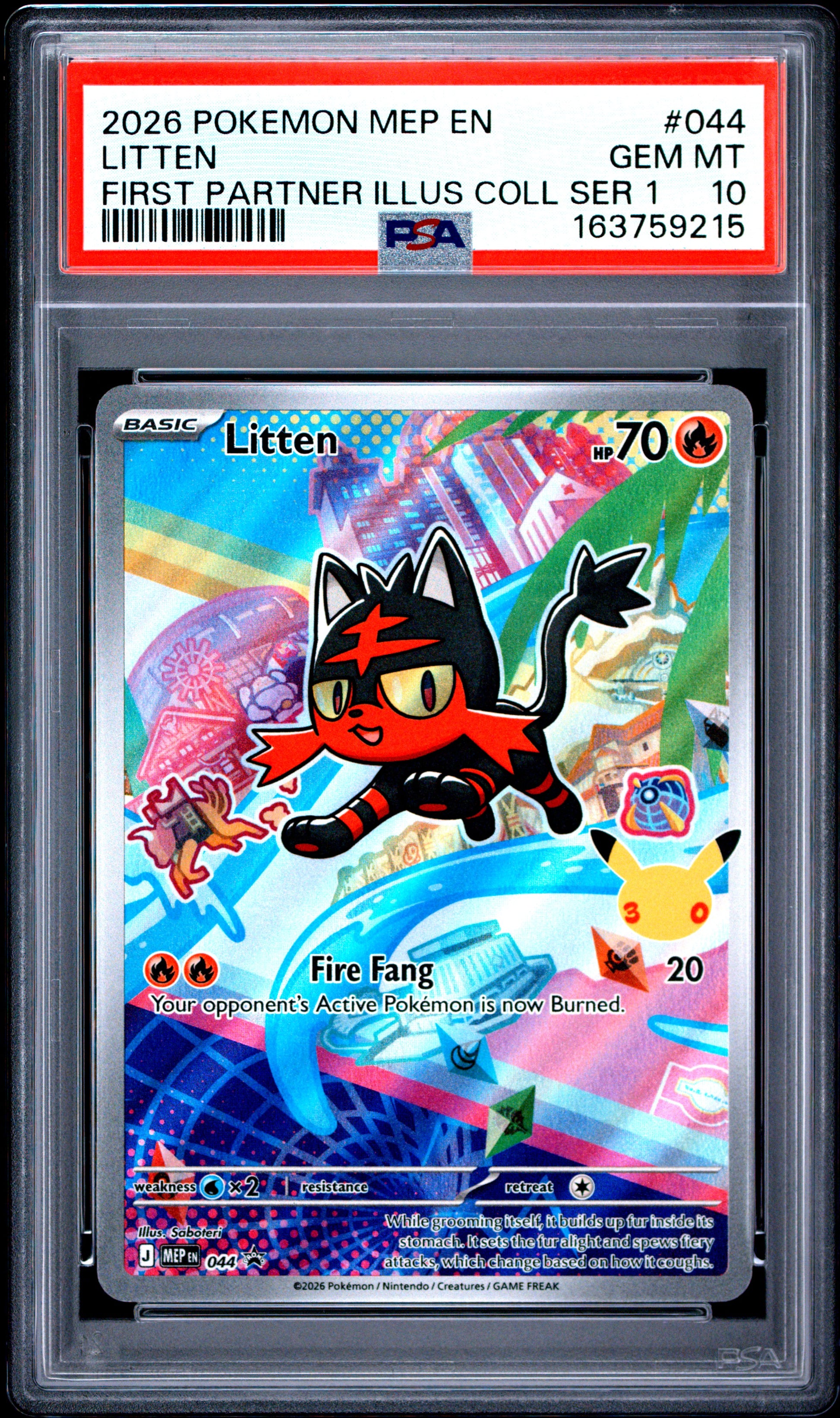PSA 10 - Litten MEP044 First Partner Illustration Collection x215 - Pokemon