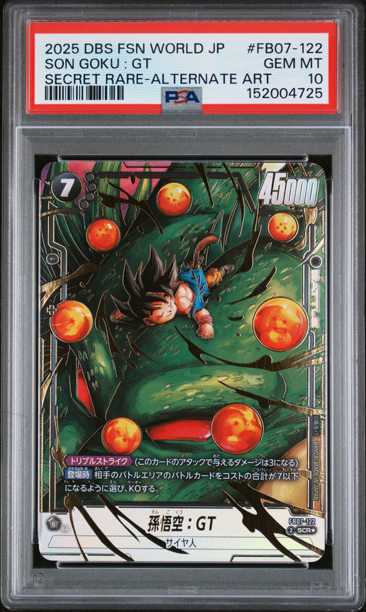 PSA 10 - Son Goku: GT FB07-122 Secret Alt Art JPN Fusion World - DBS
