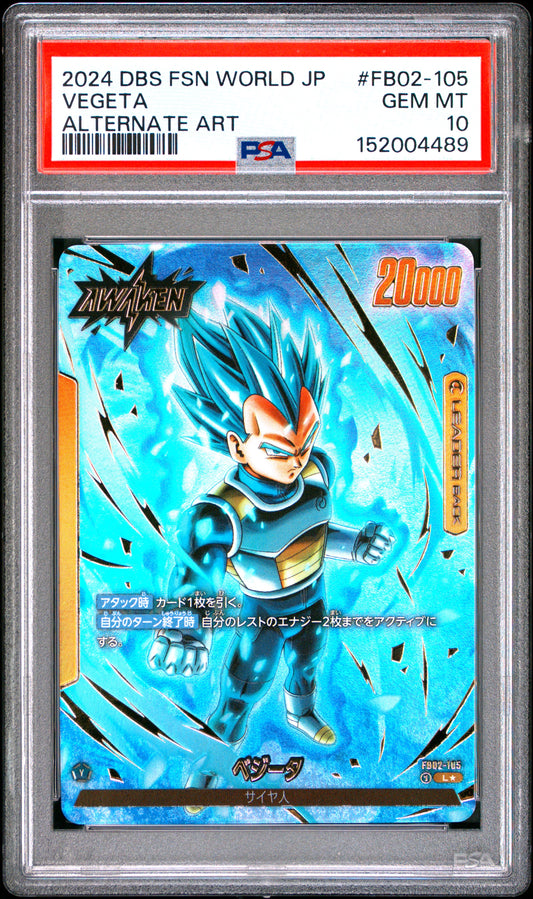 PSA 10 - Vegeta FB02-105 Alternate Art JPN Fusion World x489 - DBS