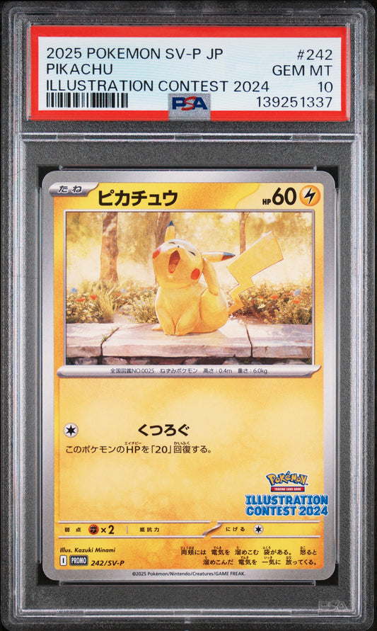 PSA 10 - Pikachu 242/SV-P Illustration Contest 2024 - Pokemon