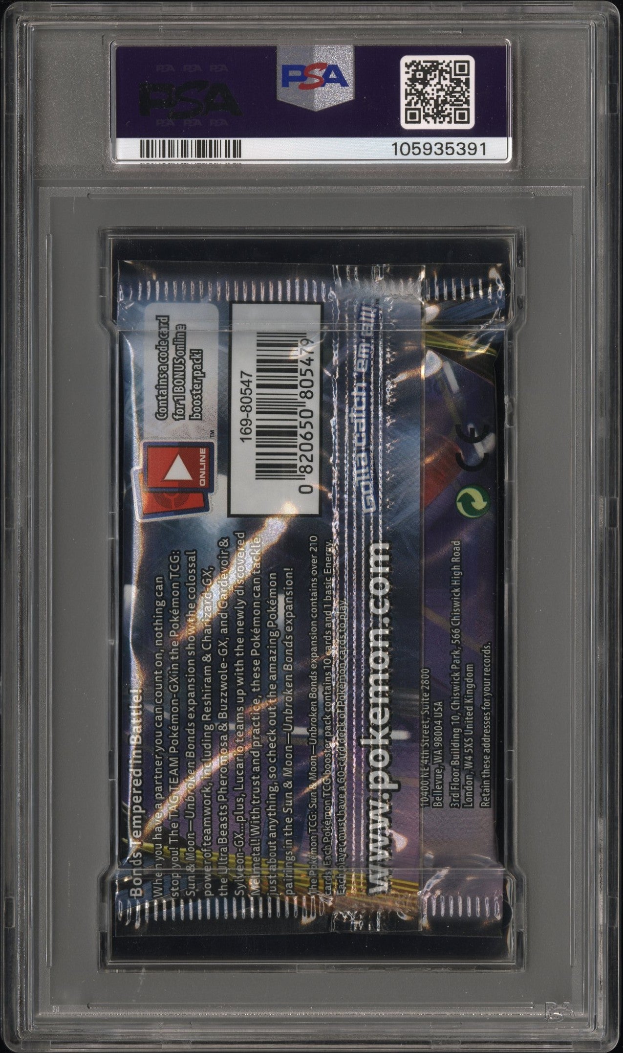PSA 9 - Sun & Moon Unbroken Bonds (Marshadow & Machamp) Foil Pack - Pokemon