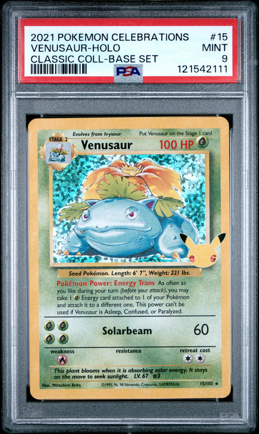 PSA 9 - Venusaur Holo 15/102 SWSH Celebrations Classic Collection - Pokemon