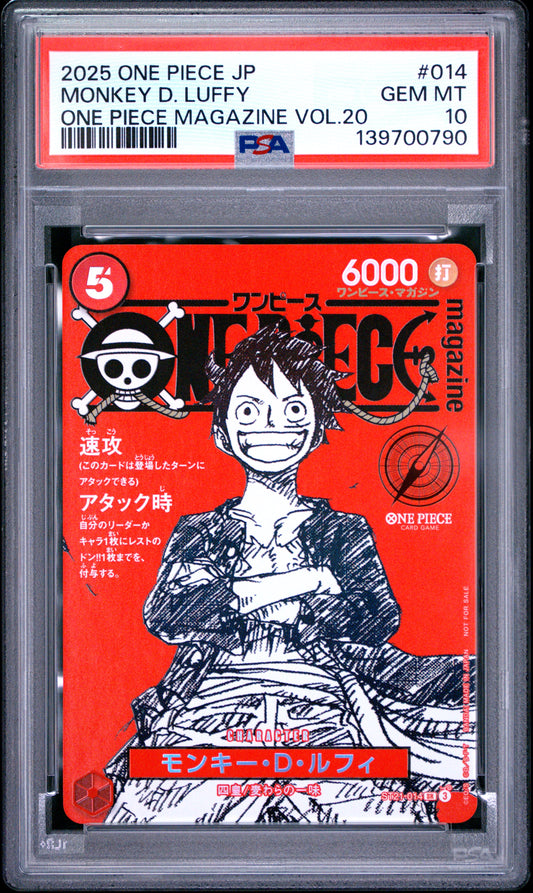PSA 10 - Monkey D. Luffy ST21-014 Magazine Promo Vol.20 JPN x790 - One Piece