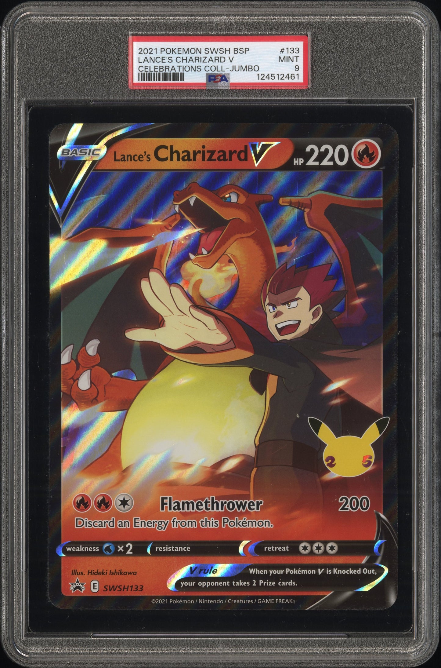 PSA 9 - Lance's Charizard V SWSH133 JUMBO Celebrations Collection Promo - Pokemon