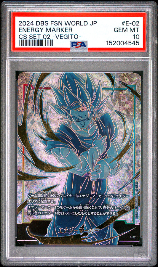 PSA 10 - Vegito Energy Marker E-02 CS Set 02 JPN Fusion World x545 - DBS